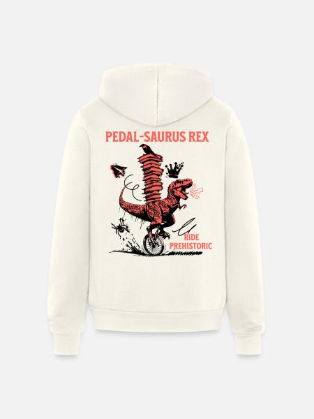 Pedal-Saurus Rex – Ride Prehistoric - Unisex Full Zip Hoodie - vintage white