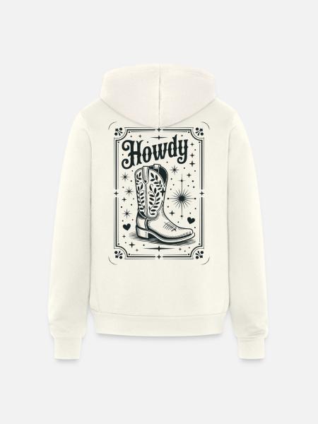 Howdy Boots Western Night - Unisex Full Zip Hoodie - vintage white