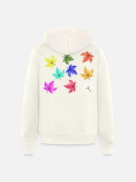 Prismatic Autumn Maple Leaves - Unisex Full Zip Hoodie - vintage white