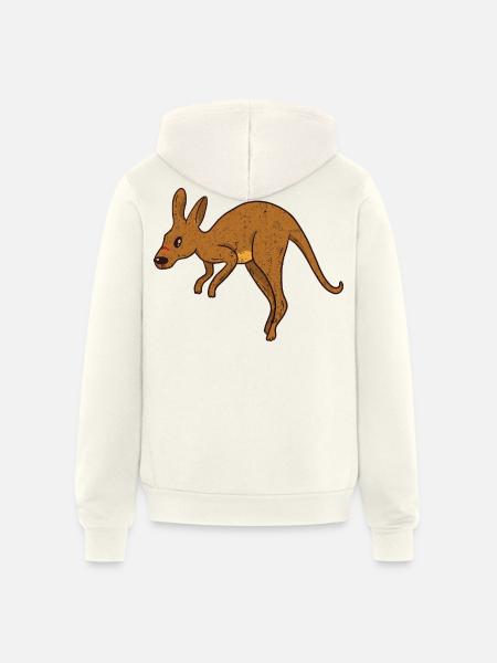 Rustic Kangaroo Jump - Unisex Full Zip Hoodie - vintage white