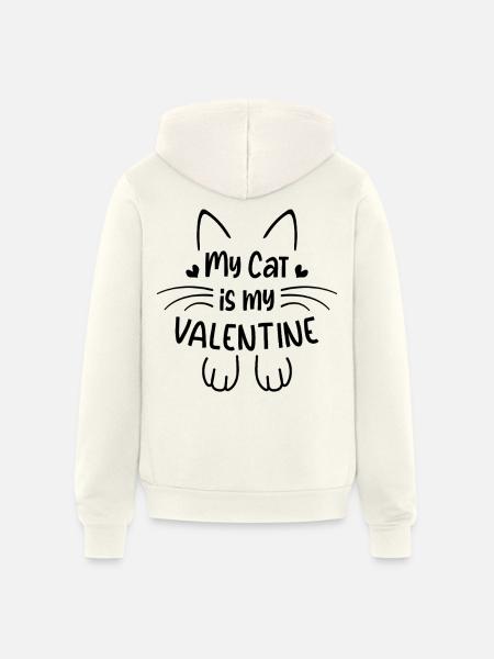 My Cat is My Valentines - Unisex Full Zip Hoodie - vintage white