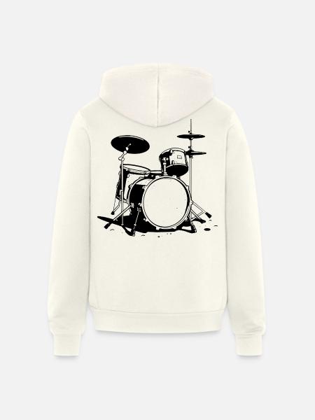 Drum Kit Sketch - Unisex Full Zip Hoodie - vintage white