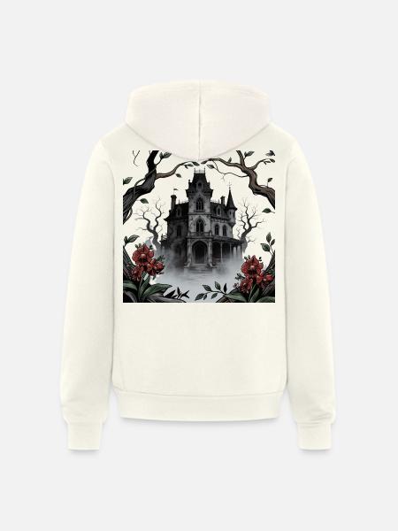 Gothic Manor in Mist - Unisex Full Zip Hoodie - vintage white