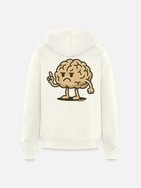 Angry Brain Pointing Finger - Unisex Full Zip Hoodie - vintage white