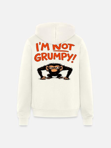 I'm Not Grumpy Monkey - Unisex Full Zip Hoodie - vintage white
