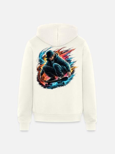 Neon Splash Skate Rider - Unisex Full Zip Hoodie - vintage white
