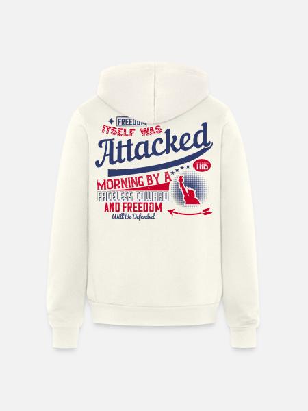 Freedom Morning Attacked Graphic - Unisex Full Zip Hoodie - vintage white