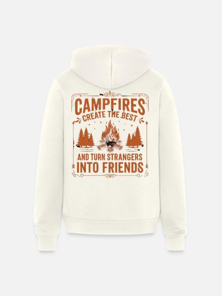 Campfires Turn Strangers Into Friends - Unisex Full Zip Hoodie - vintage white