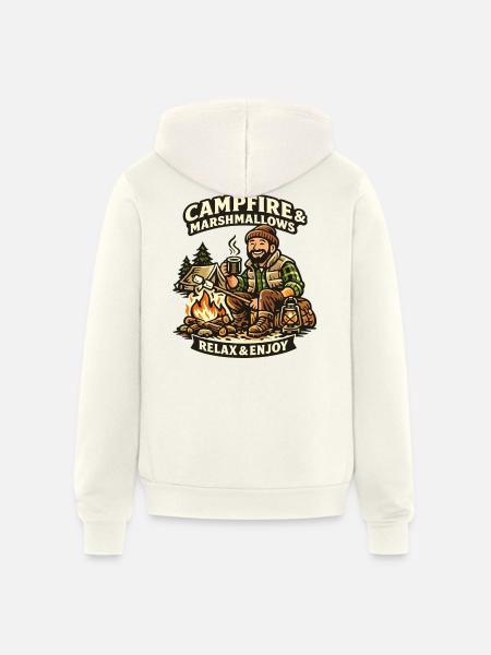Campfire & Marshmallows Cozy Tee - Unisex Full Zip Hoodie - vintage white