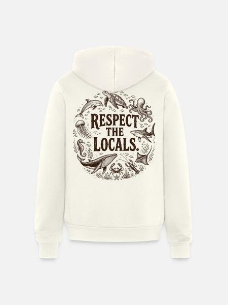 Respect the Locals Ocean Circle - Unisex Full Zip Hoodie - vintage white