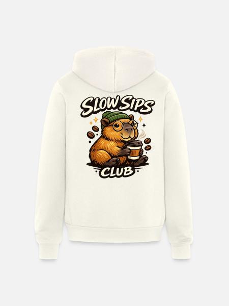 Slow Sips Club - Unisex Full Zip Hoodie - vintage white