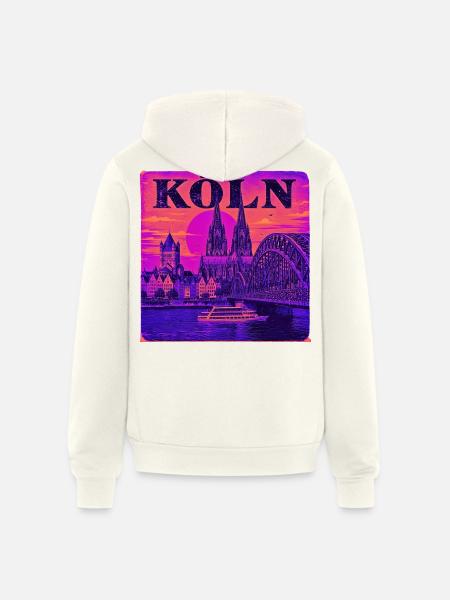 Koeln-Skyline-Retro-Sunset-Art-Print-Cologne-Köln - Unisex Full Zip Hoodie - vintage white