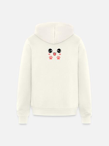 Sweet Smiling Cat Face Paw - Unisex Full Zip Hoodie - vintage white