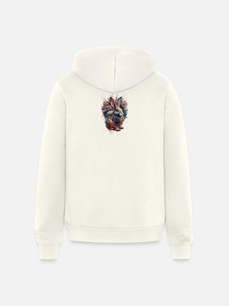 Neon Splash Rabbit - Unisex Full Zip Hoodie - vintage white