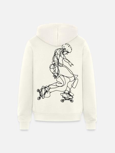 Roller Skater Drawing - Unisex Full Zip Hoodie - vintage white