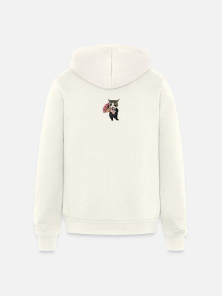 Cat in Suit with Bouquet - Unisex Full Zip Hoodie - vintage white