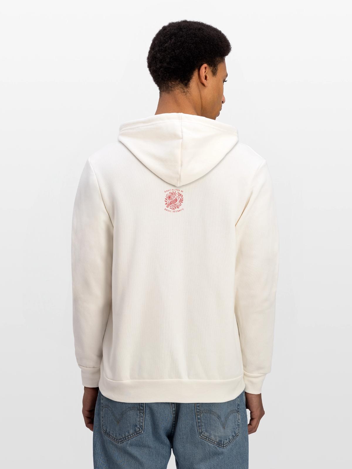 Radicalized-by-basic-decency - Unisex Full Zip Hoodie - vintage white - Back - Noah (186cm)