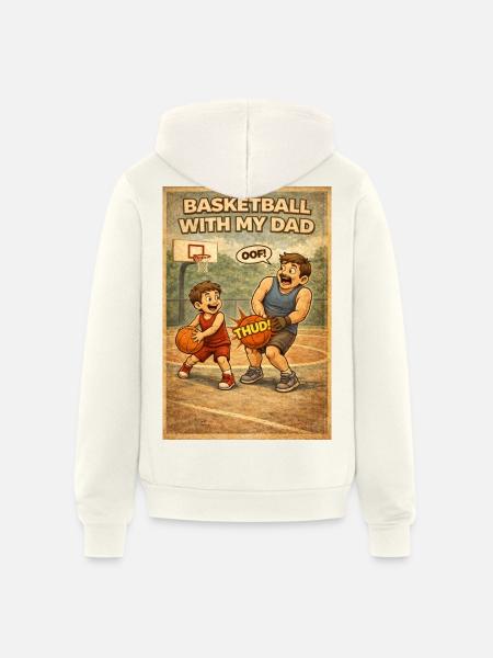 Basketball Bond: Dad and Kid - Unisex Full Zip Hoodie - vintage white