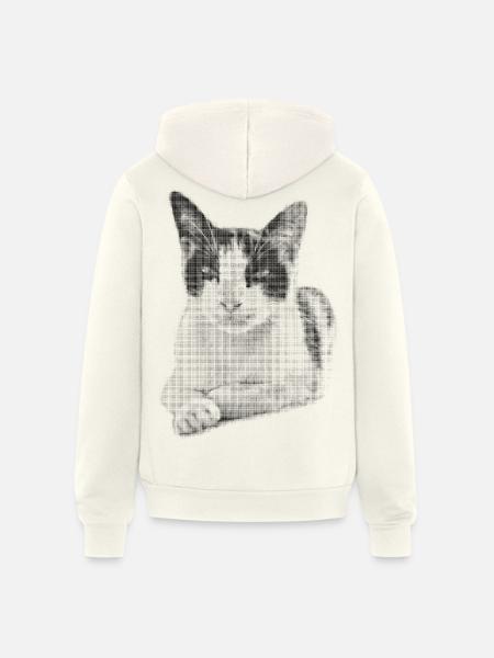 Calico Cat Halftone - Unisex Full Zip Hoodie - vintage white