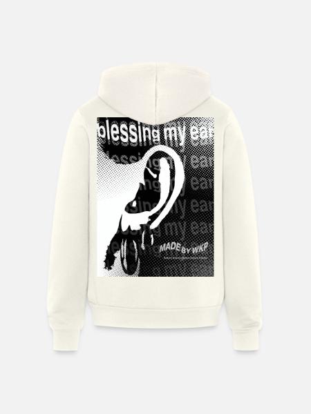 Echo Ear Blessing Halftone Art - Unisex Full Zip Hoodie - vintage white