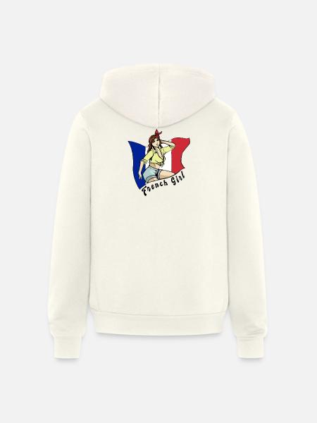 France girl flag design - Unisex Full Zip Hoodie - vintage white