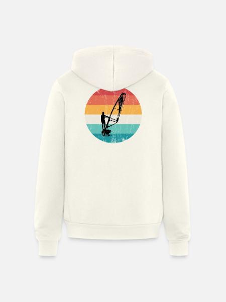 Retro Windsurf Sunset Circle - Unisex Full Zip Hoodie - vintage white