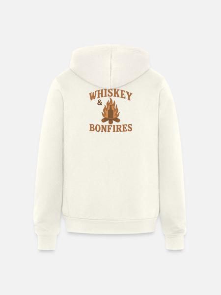 Whiskey Bonfires Outdoor Logo - Unisex Full Zip Hoodie - vintage white