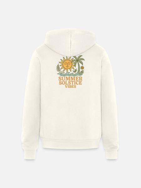 Summer Solstice Vibes Sun and Palm Design - Unisex Full Zip Hoodie - vintage white