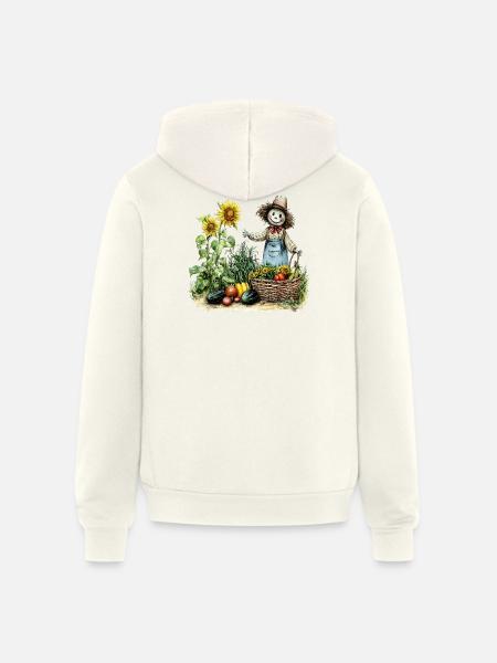 Harvest Sunflower Scarecrow - Unisex Full Zip Hoodie - vintage white