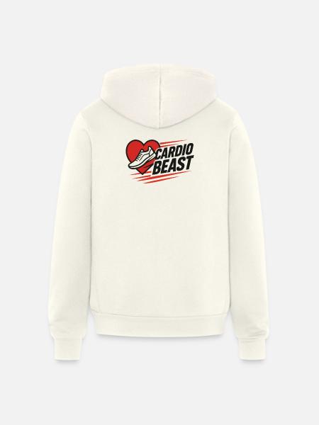 Cardio Beast Heartbeat Sprint - Unisex Full Zip Hoodie - vintage white