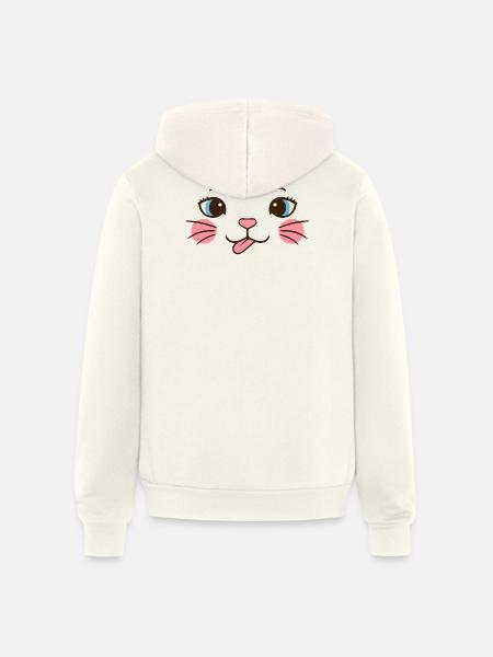 Pink Cheek Cat Face - Unisex Full Zip Hoodie - vintage white
