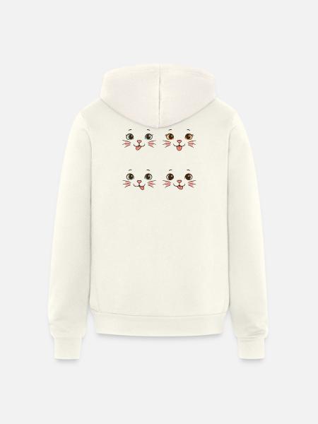 Four Playful Cat Faces - Unisex Full Zip Hoodie - vintage white