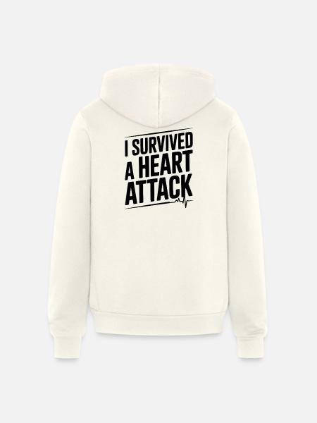 I Survived a Heart Attack - Unisex Full Zip Hoodie - vintage white