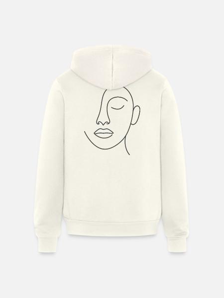 Minimal Line Portrait - Unisex Full Zip Hoodie - vintage white