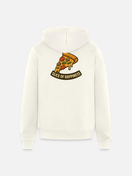 Slice of Happiness Pizza Slice - Unisex Full Zip Hoodie - vintage white