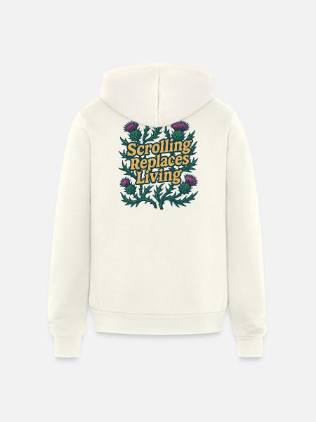 Scrolling Replaces Living Typography - Unisex Full Zip Hoodie - vintage white