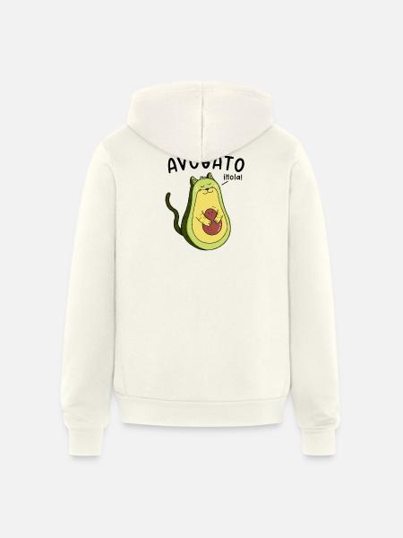 Cheerful Avocado Hugging Seed - Unisex Full Zip Hoodie - vintage white