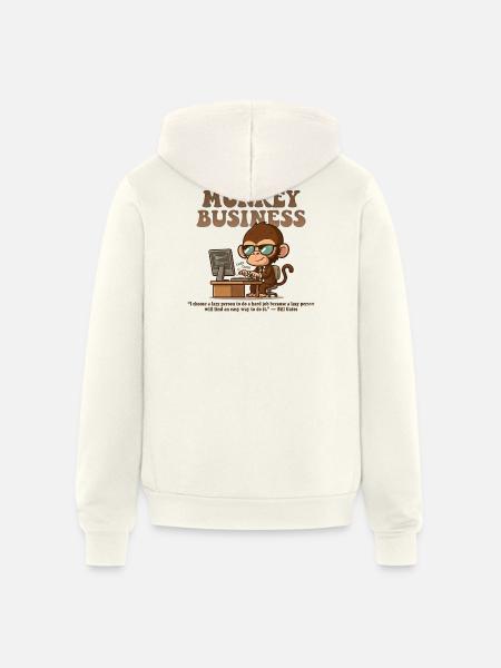 Monkey Business Aesthetic with Quote - Unisex Full Zip Hoodie - vintage white