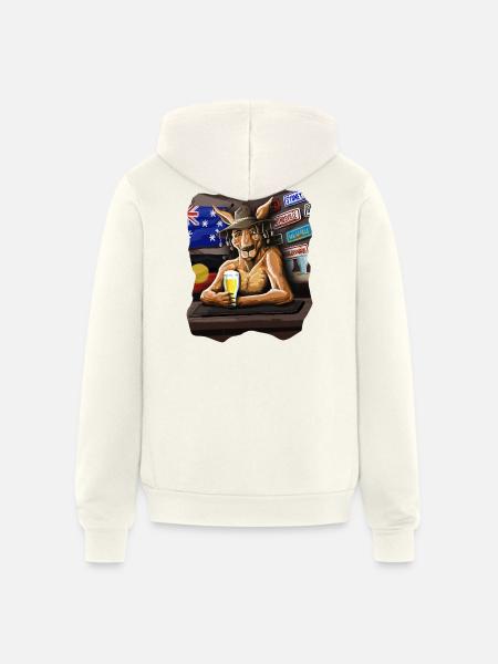 AUSSIE PUB ROO - Unisex Full Zip Hoodie - vintage white