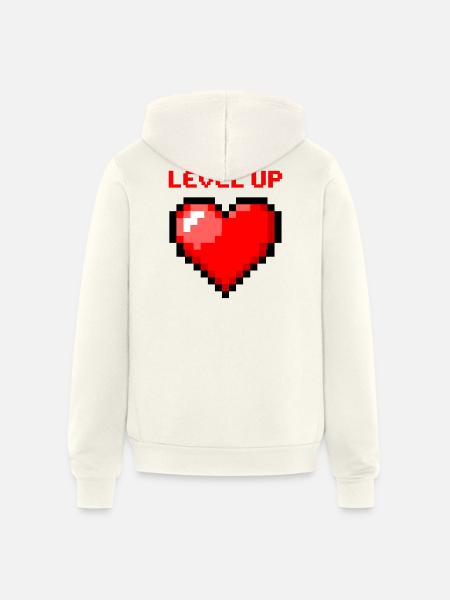 Level Up Pixel Heart - Unisex Full Zip Hoodie - vintage white