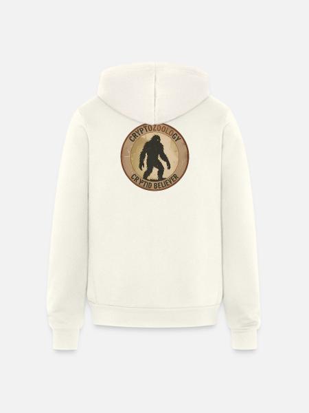 Cryptid Believer Sasquatch Coin - Unisex Full Zip Hoodie - vintage white