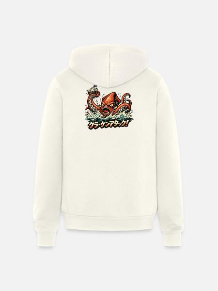 Kraken Attack - Unisex Full Zip Hoodie - vintage white