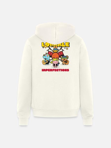 Lovable Imperfections Rock Band - Unisex Full Zip Hoodie - vintage white