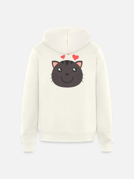 Heartfelt Cat Face - Unisex Full Zip Hoodie - vintage white