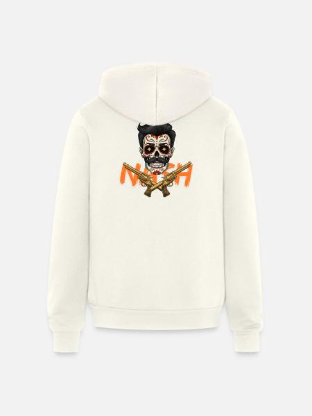 Sugar Skull Gunslinger Tee - Unisex Full Zip Hoodie - vintage white