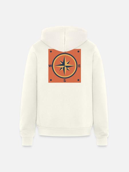 Retro Compass Rose Outdoor - Unisex Full Zip Hoodie - vintage white