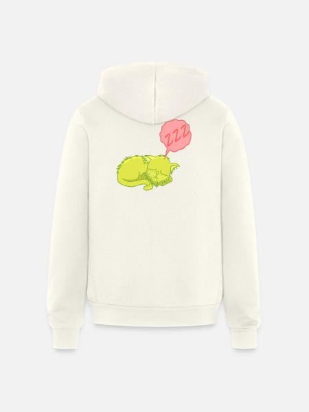 Lime Neon Sleepy Cat - Unisex Full Zip Hoodie - vintage white