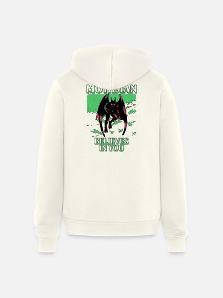 Mothman Believes In You - Unisex Full Zip Hoodie - vintage white