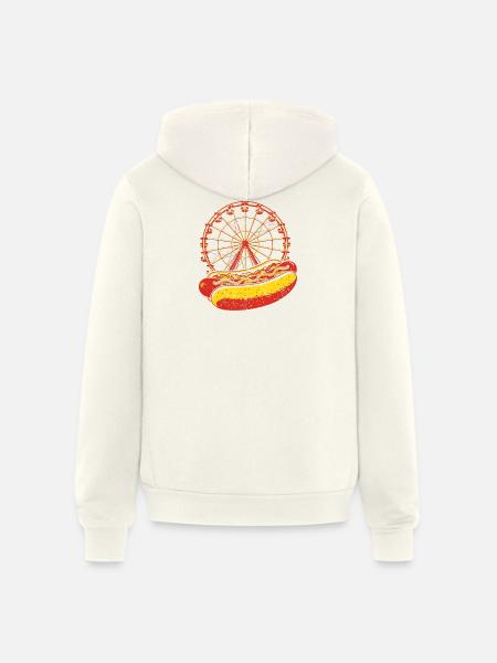 Neon Carnival Hotdog & Ferris Wheel - Unisex Full Zip Hoodie - vintage white
