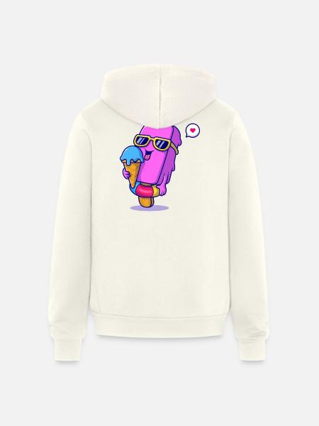 Sunny Pink Ice Pop Mascot - Unisex Full Zip Hoodie - vintage white